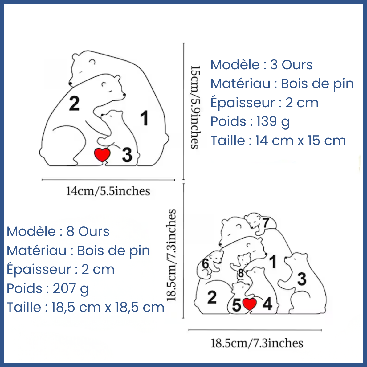 Notre Famille Ours - Cadeau parfait à personnaliser