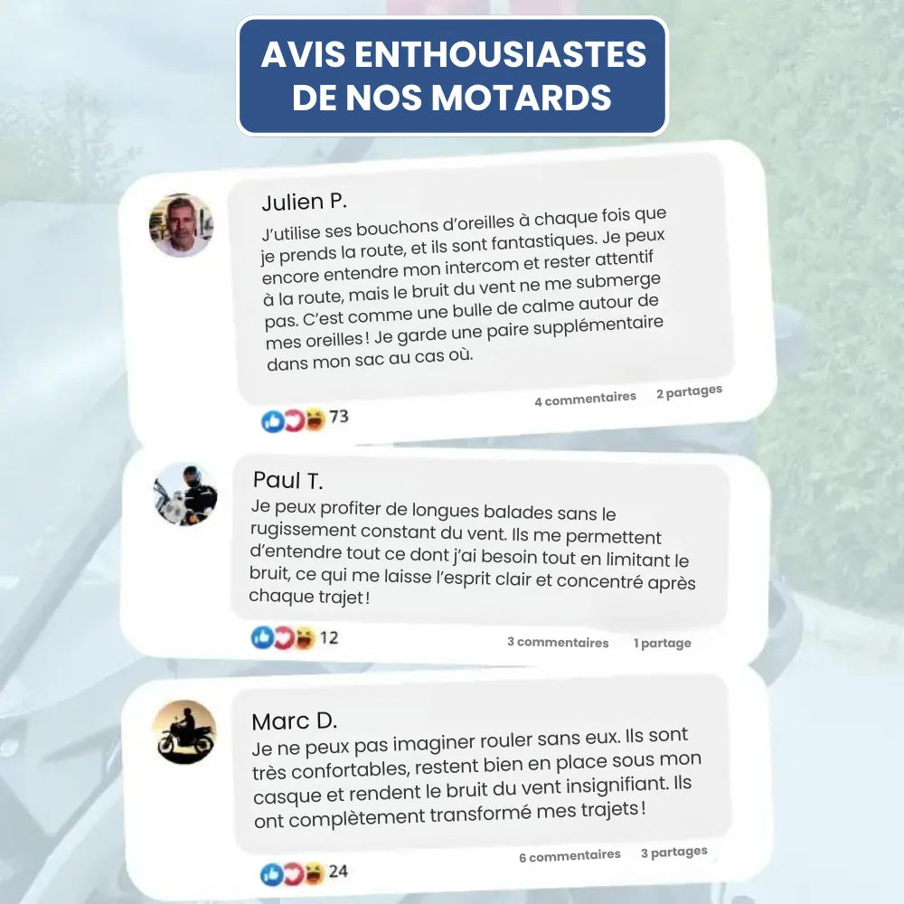 Écouteurs de protection auditive moto