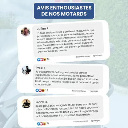 Écouteurs de protection auditive moto