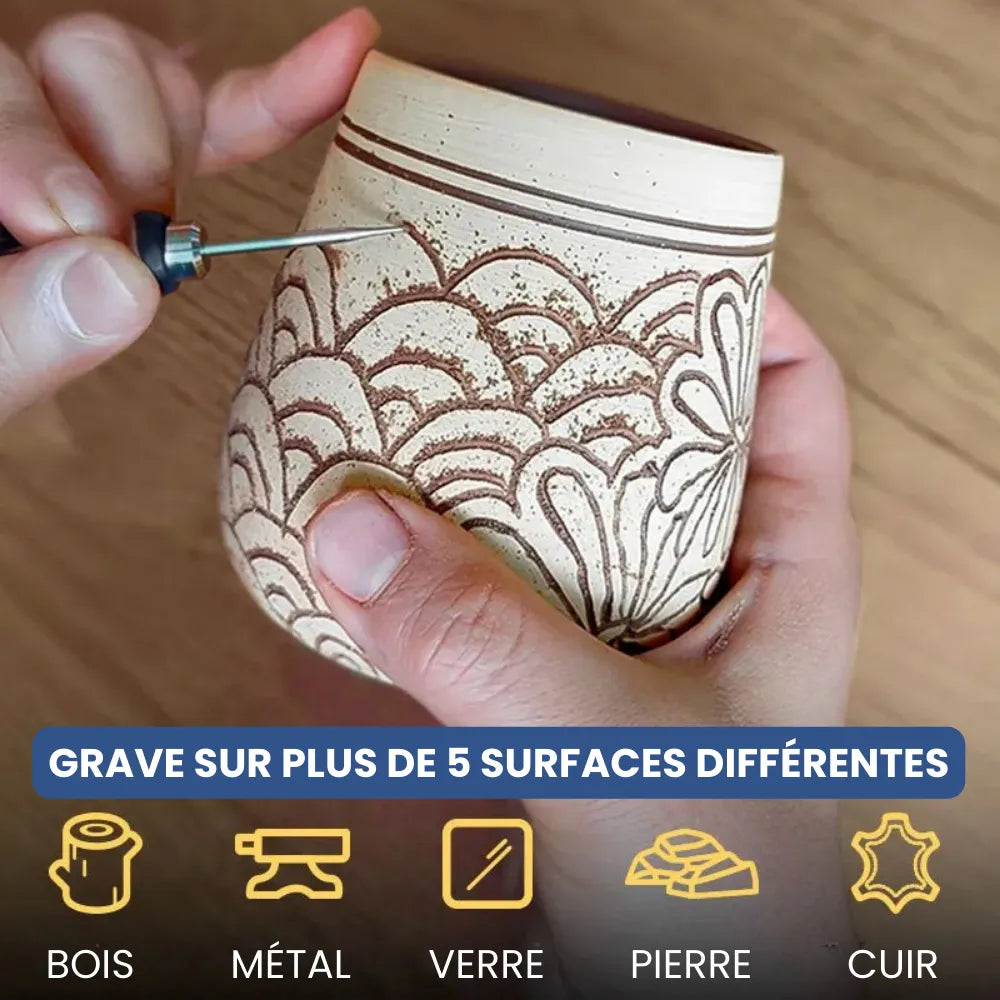 Stylo Graveur Électrique Rechargeable – Gravure Précise sur Bois, Métal & Verre