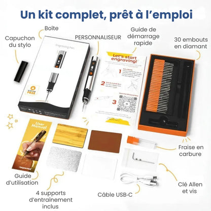 Stylo Graveur Électrique Rechargeable – Gravure Précise sur Bois, Métal & Verre
